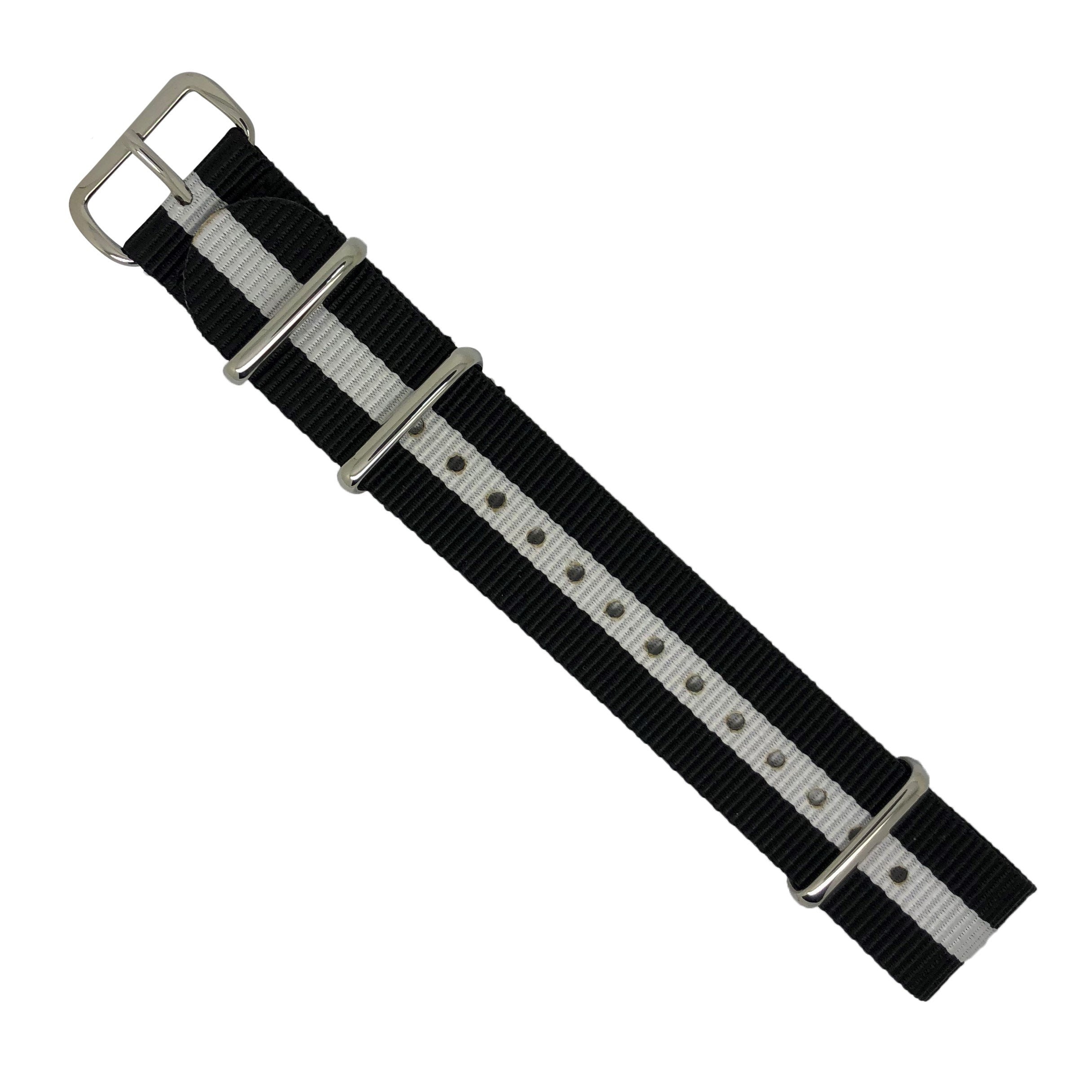 Premium Nato Strap in Black White Nomad Watch Works MY