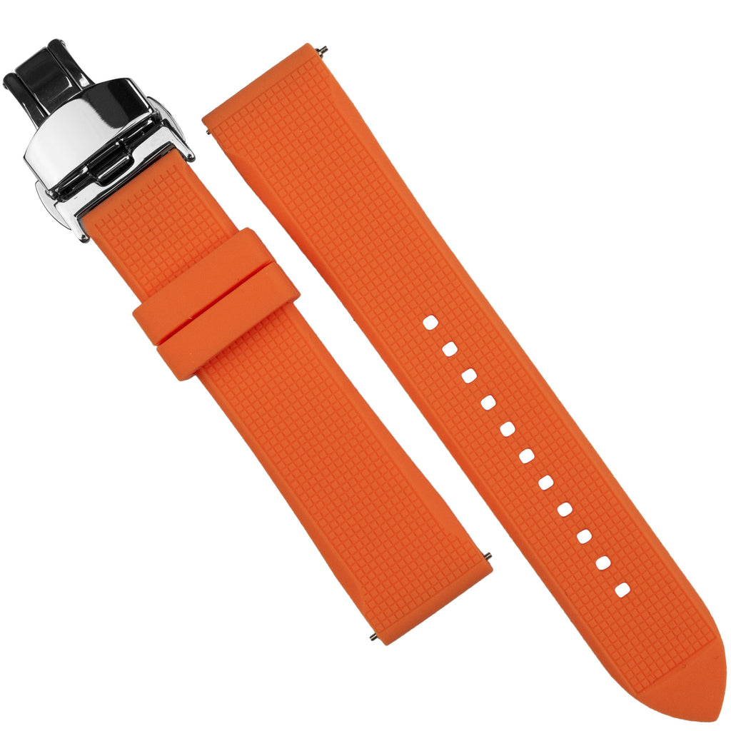 Orange Slotted Ladder Silicone Dive Strap - KeepTheTime Watches