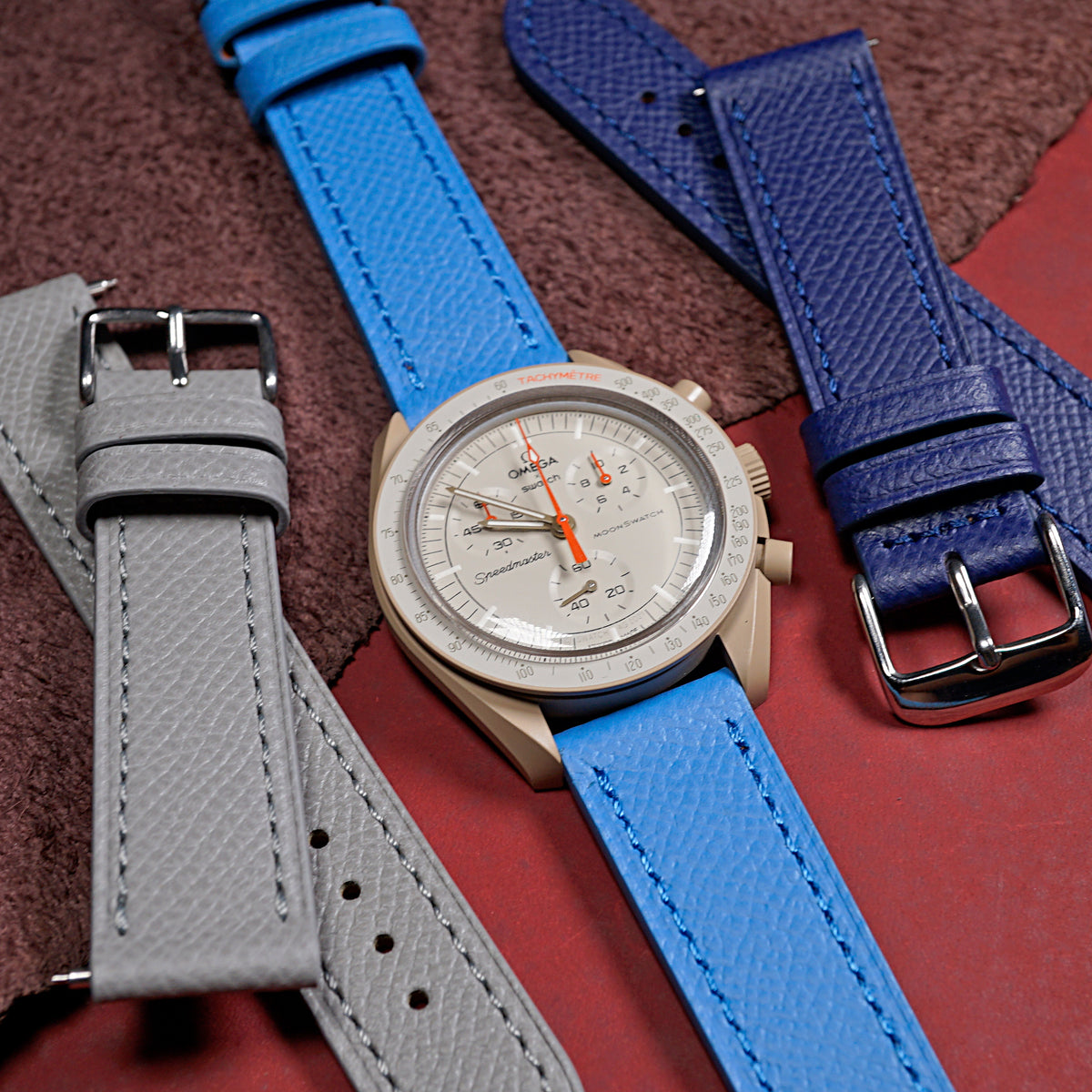 Emery Dress Epsom Leather Strap in Blue (20mm) - Nomad Watch Works MY