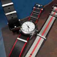 Seat Belt Nato Strap in Black with Red Accent - Nomad Watch Works MY