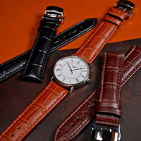 Genuine Croc Pattern Leather Watch Strap in Tan w/ Butterfly Clasp - Nomad Watch Works MY
