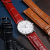 Genuine Croc Pattern Stitched Leather Watch Strap in Red - Nomad Watch Works MY