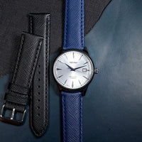 Premium Saffiano Leather Strap in Navy - Nomad Watch Works MY