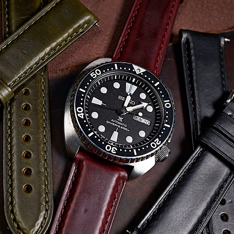 N2W Classic Horween Leather Strap in Chromexcel® Burgundy - Nomad Watch Works MY