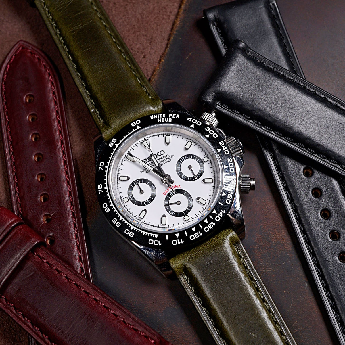 N2W Classic Horween Leather Strap in Chromexcel® Olive - Nomad Watch Works MY