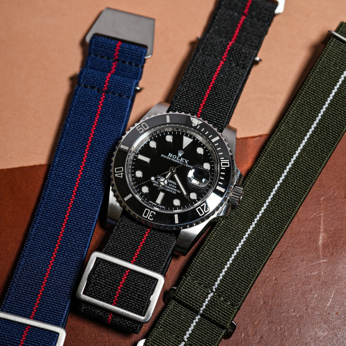 Marine Nationale Strap in Black Red - Nomad Watch Works MY
