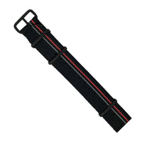 Premium Nato Strap in Black w/ Race Stripes - Nomad Watch Works MY