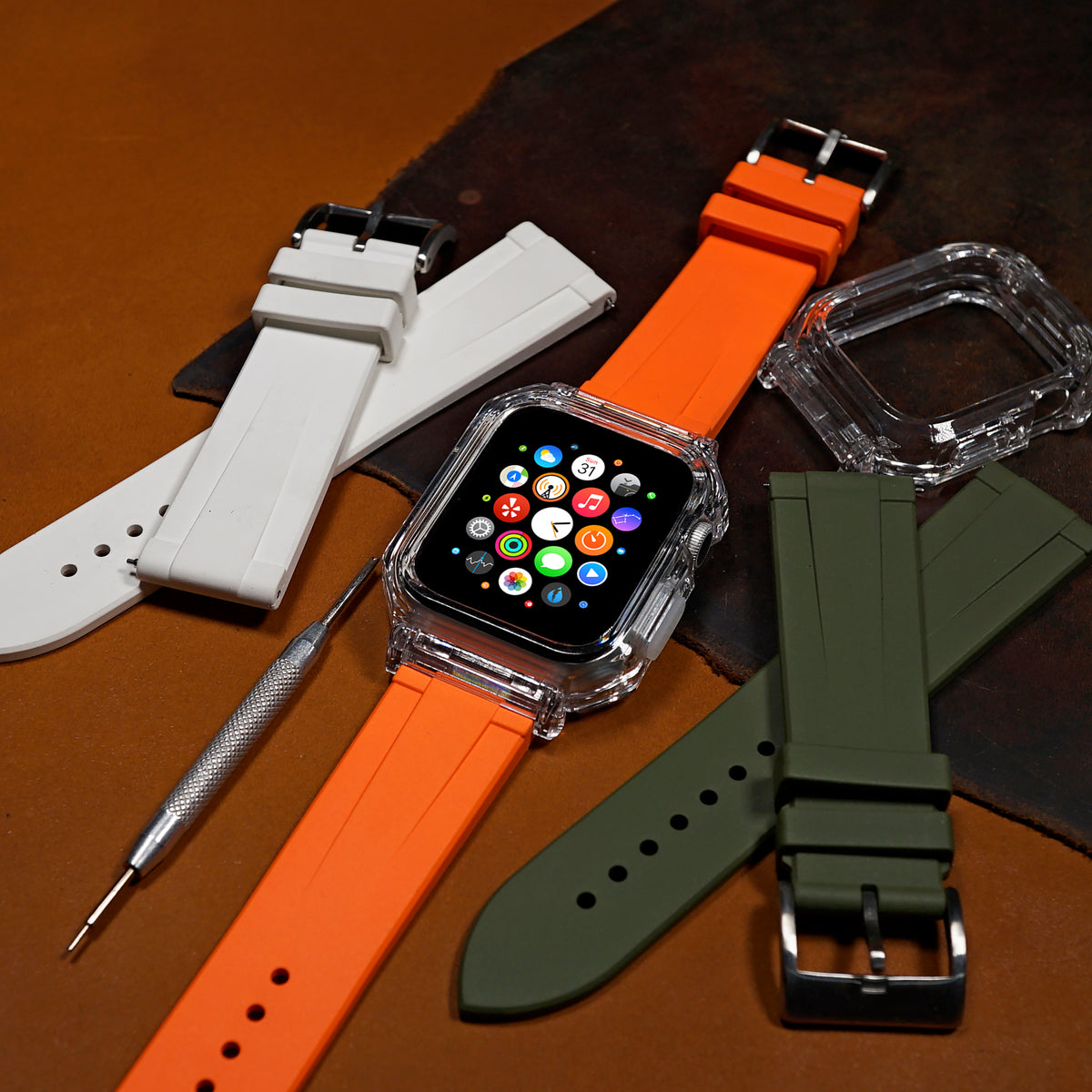 Apple Watch Rubber Mod Kit in Orange - Nomad Watch Works MY