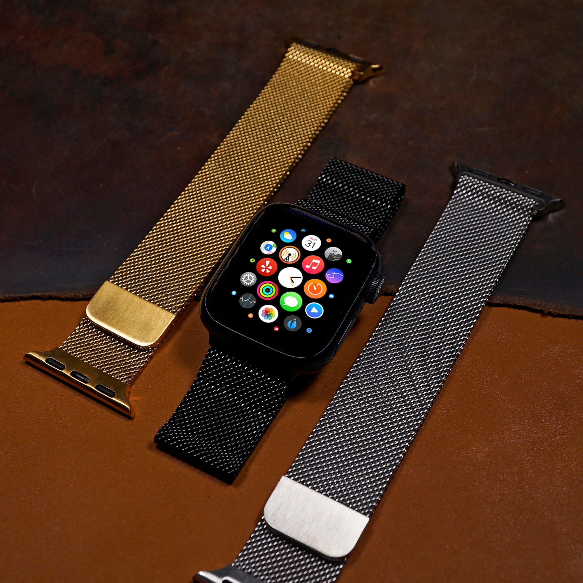 Black mesh apple top watch band