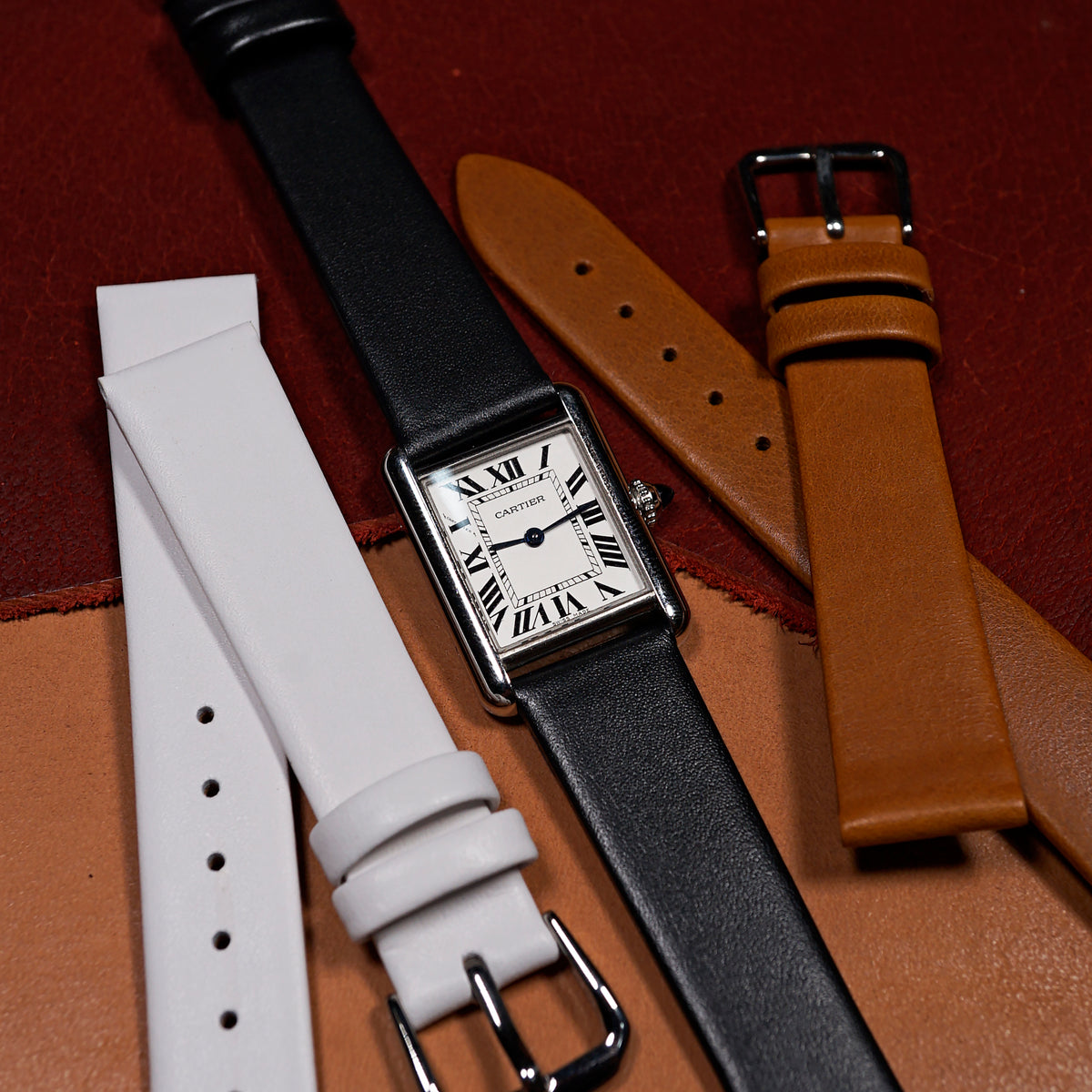 Unstitched Smooth Leather Watch Strap in Black - Nomad Watch Works MY