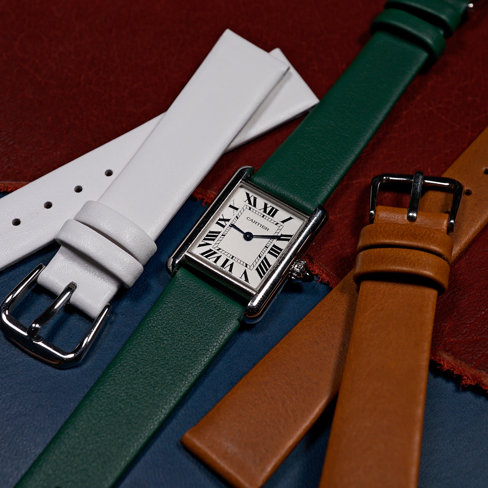 Unstitched Smooth Leather Watch Strap in Green - Nomad Watch Works MY