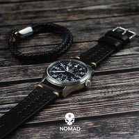 Premium Rally Leather Watch Strap in Black - Nomad Watch Works MY
