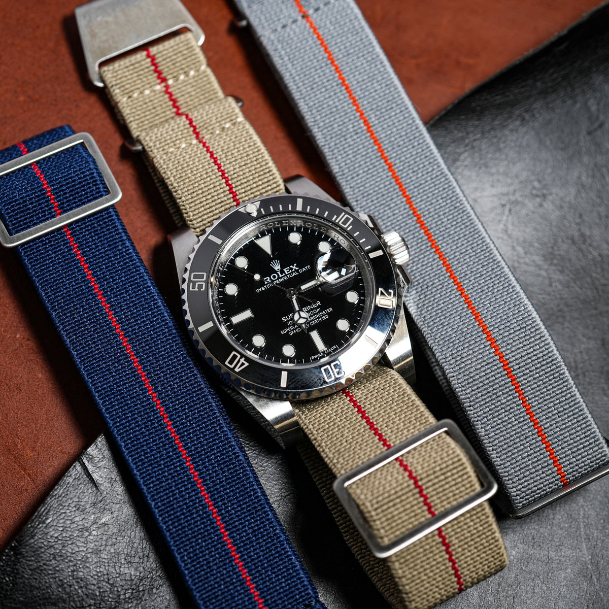 Marine Nationale Strap in Khaki Red - Nomad Watch Works MY