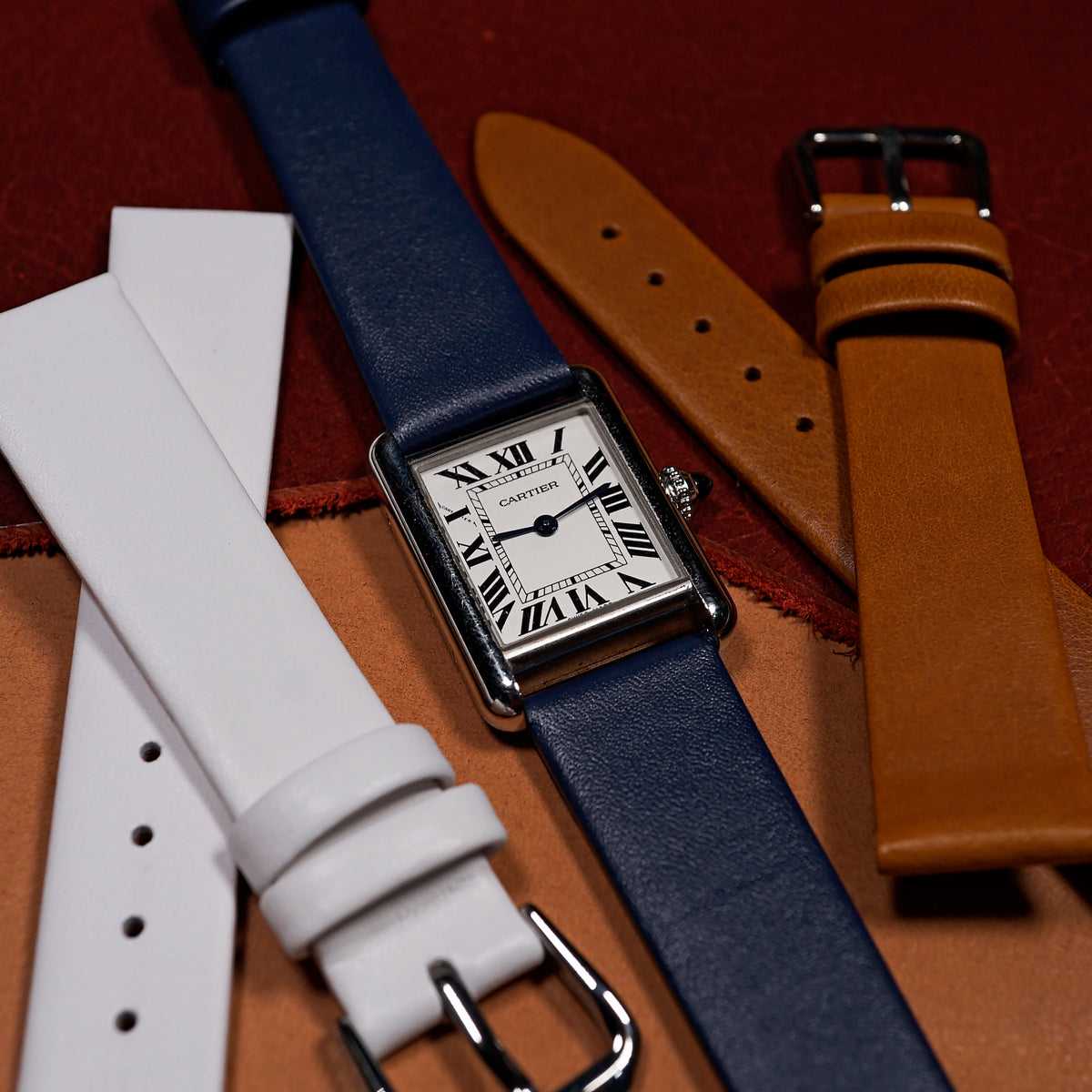 Unstitched Smooth Leather Watch Strap in Navy - Nomad Watch Works MY