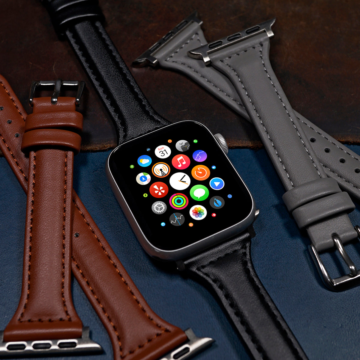 Slim Leather Strap in Black (Apple Watch) - Nomad Watch Works MY