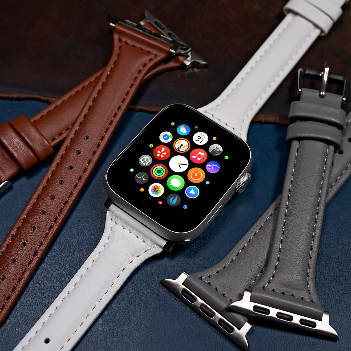 Slim Leather Strap in White (Apple Watch) - Nomad Watch Works MY