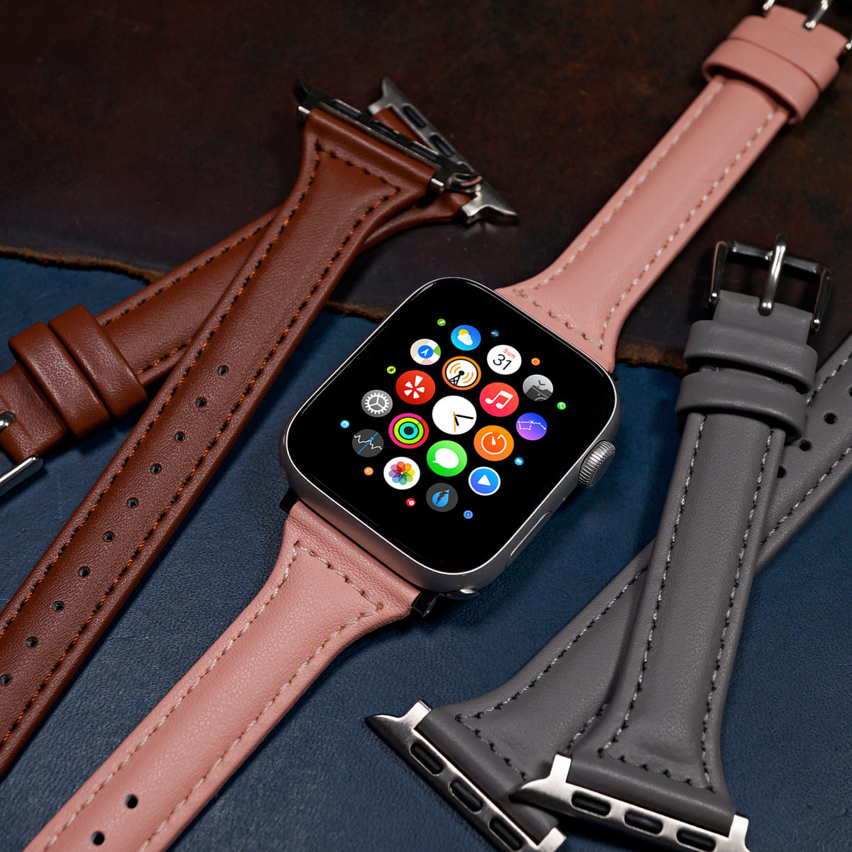 Slim Leather Strap in Pink (Apple Watch) - Nomad Watch Works MY