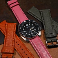 Premium Saffiano Leather Strap in Pink - Nomad Watch Works MY
