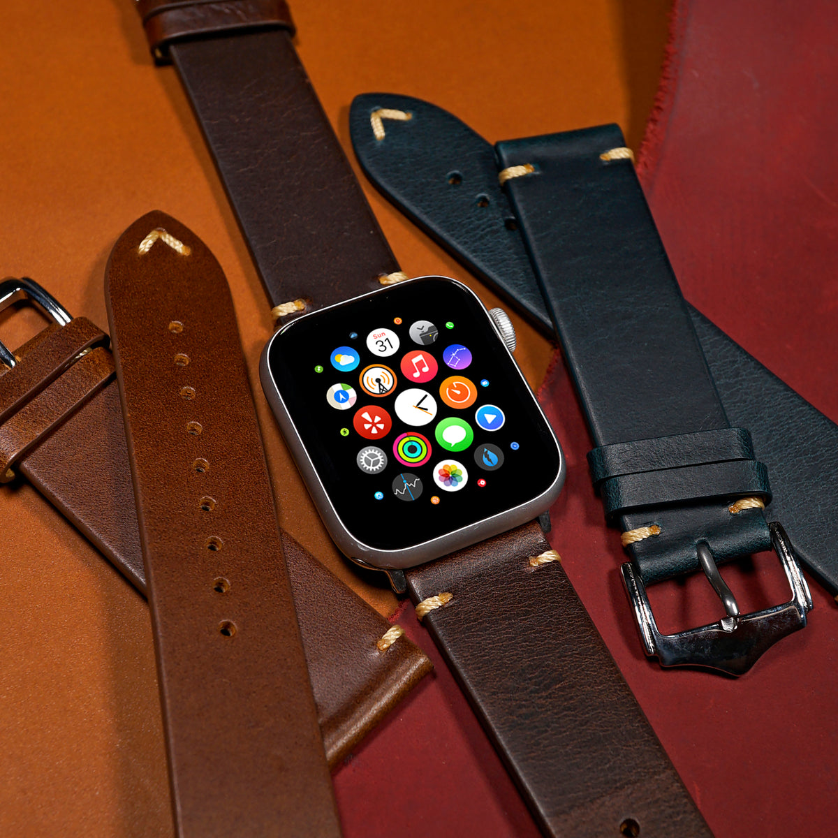 Premium Vintage Oil Waxed Leather Strap in Brown (Apple Watch) - Nomad Watch Works MY