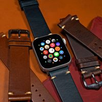 Premium Vintage Oil Waxed Leather Strap in Navy (Apple Watch) - Nomad Watch Works MY