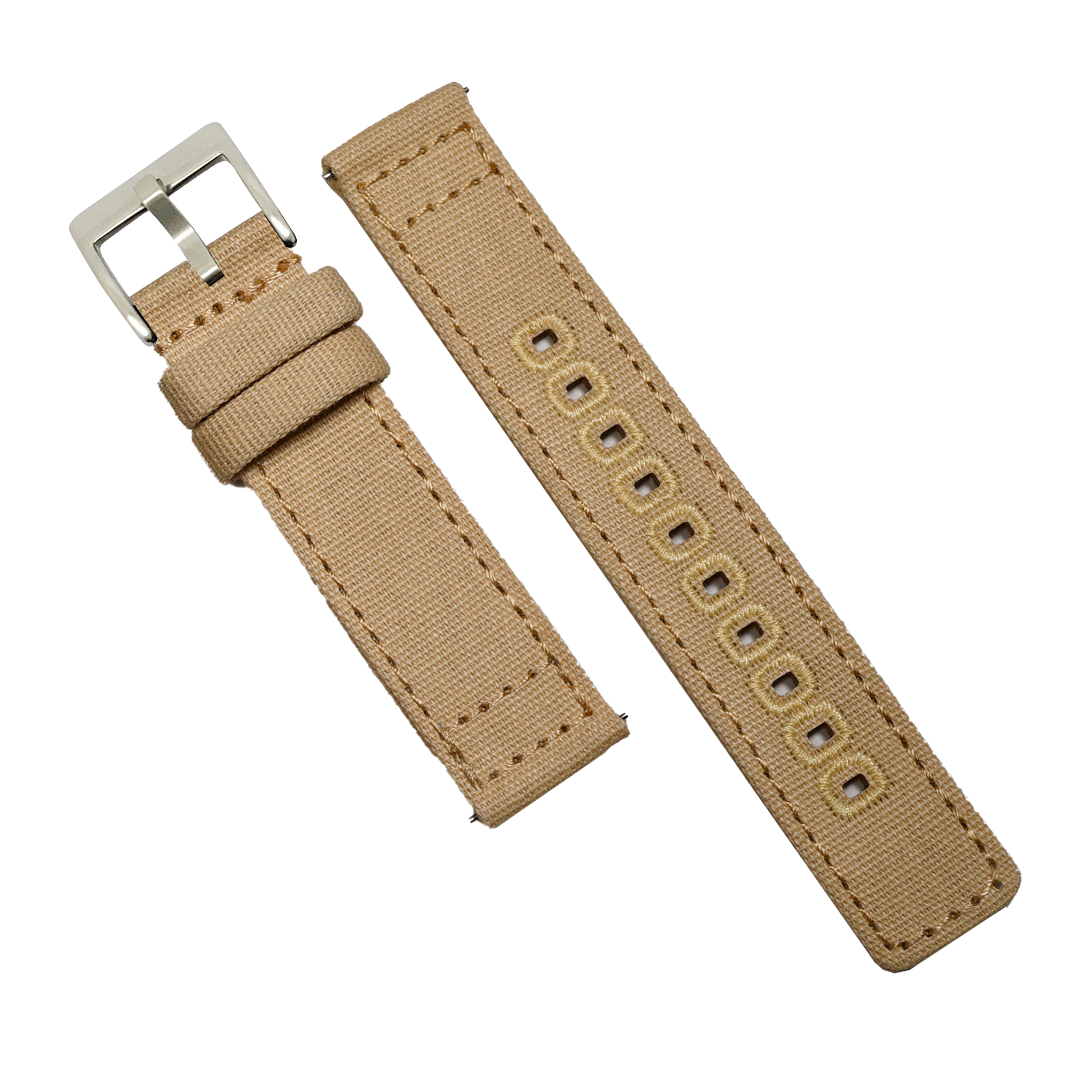 Rubber and canvas watch strap, cream - 7 Friends & Watches Store