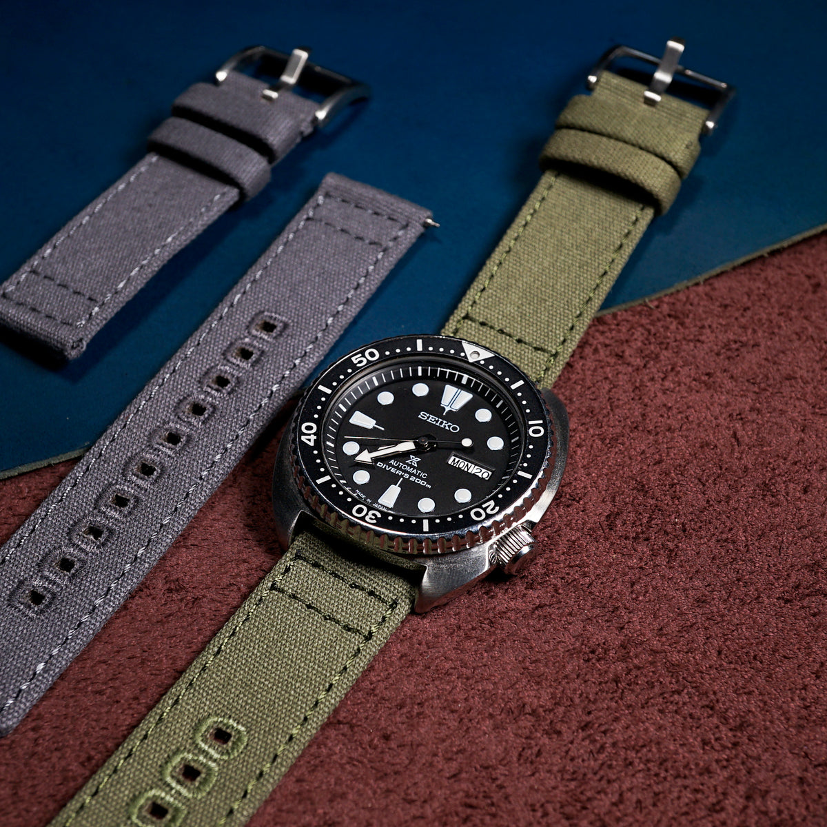 Quick Release Canvas Watch Strap in Olive - Nomad Watch Works MY