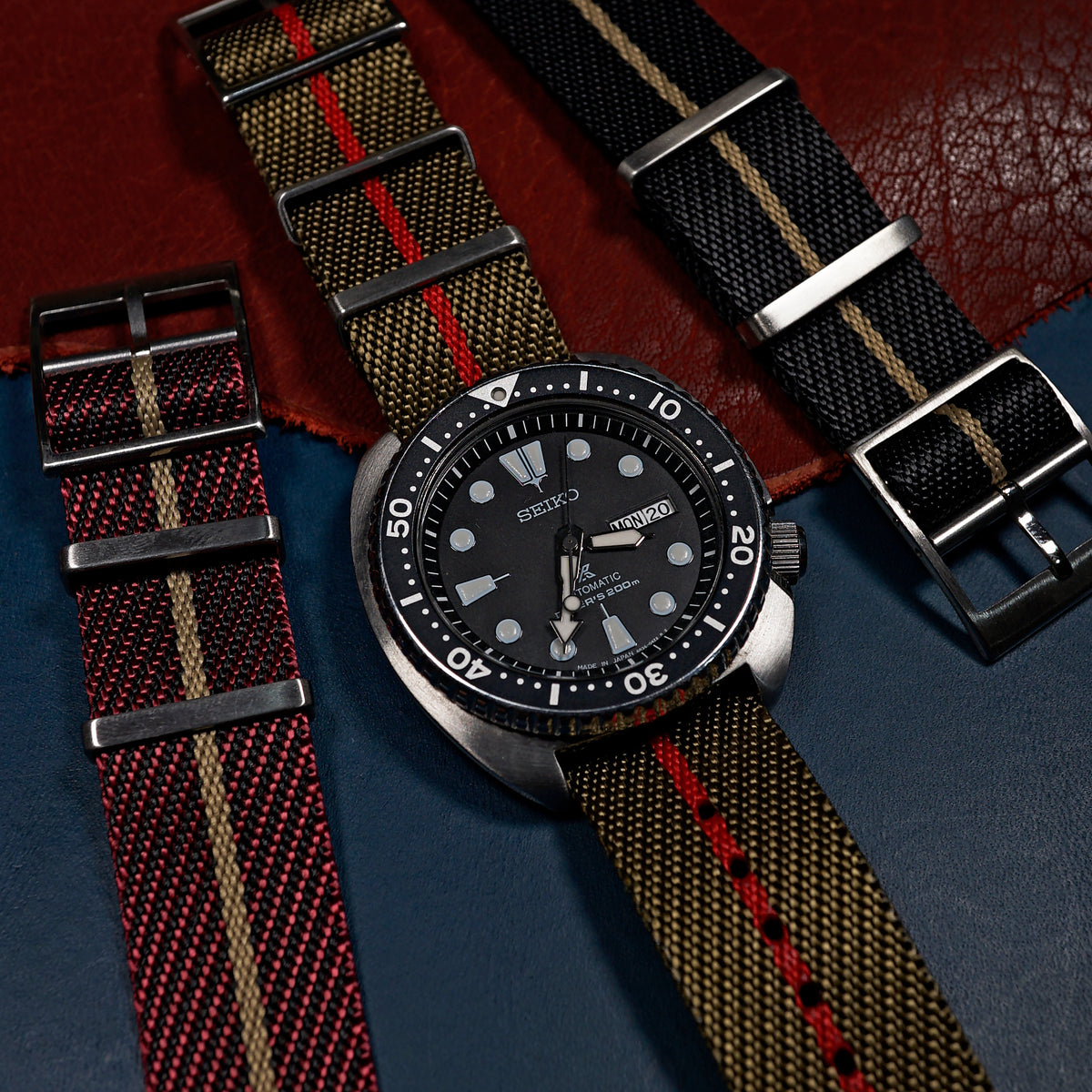 Lux Single Pass Strap in Khaki Red - Nomad Watch Works MY