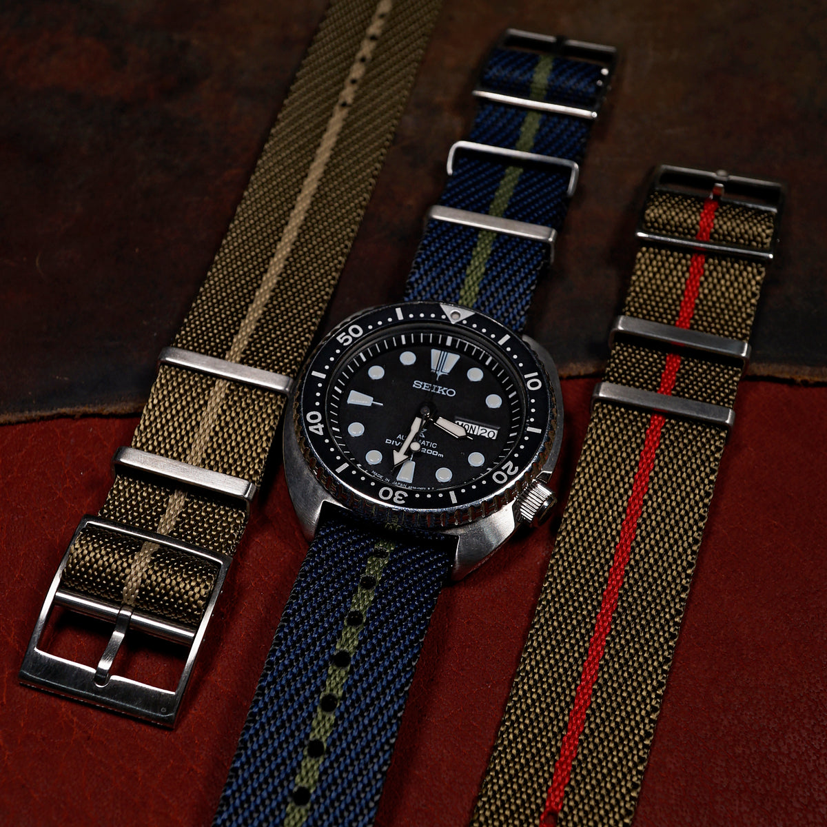 Lux Single Pass Strap in Navy Green - Nomad Watch Works MY