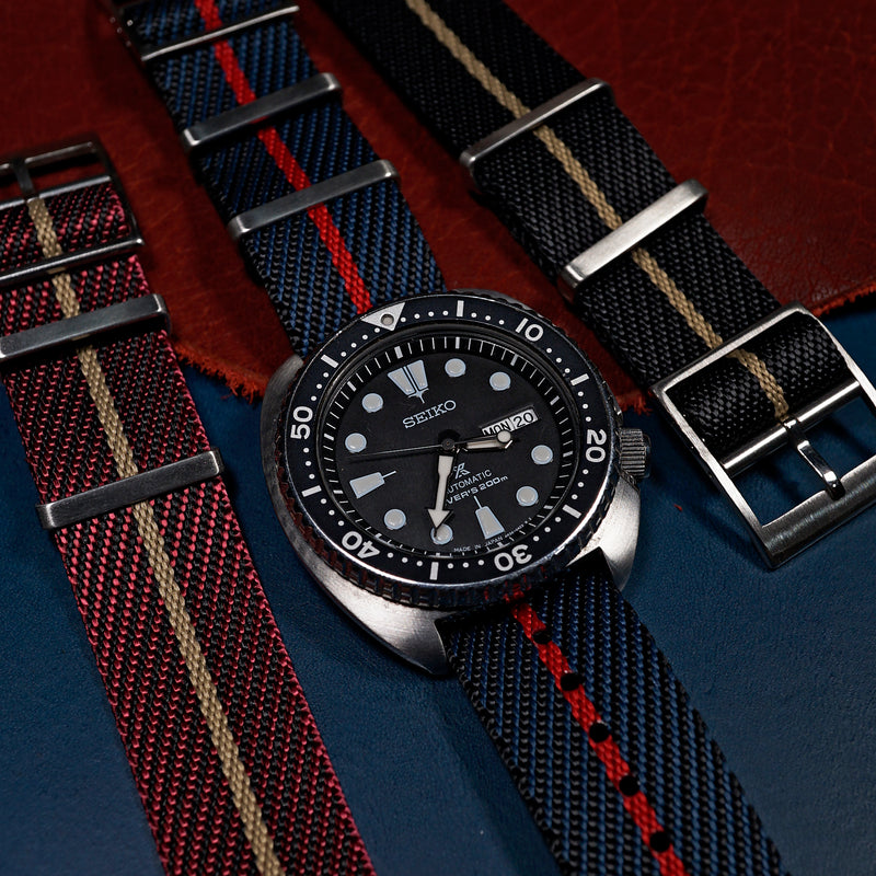 Lux Single Pass Strap in Navy Red - Nomad Watch Works MY
