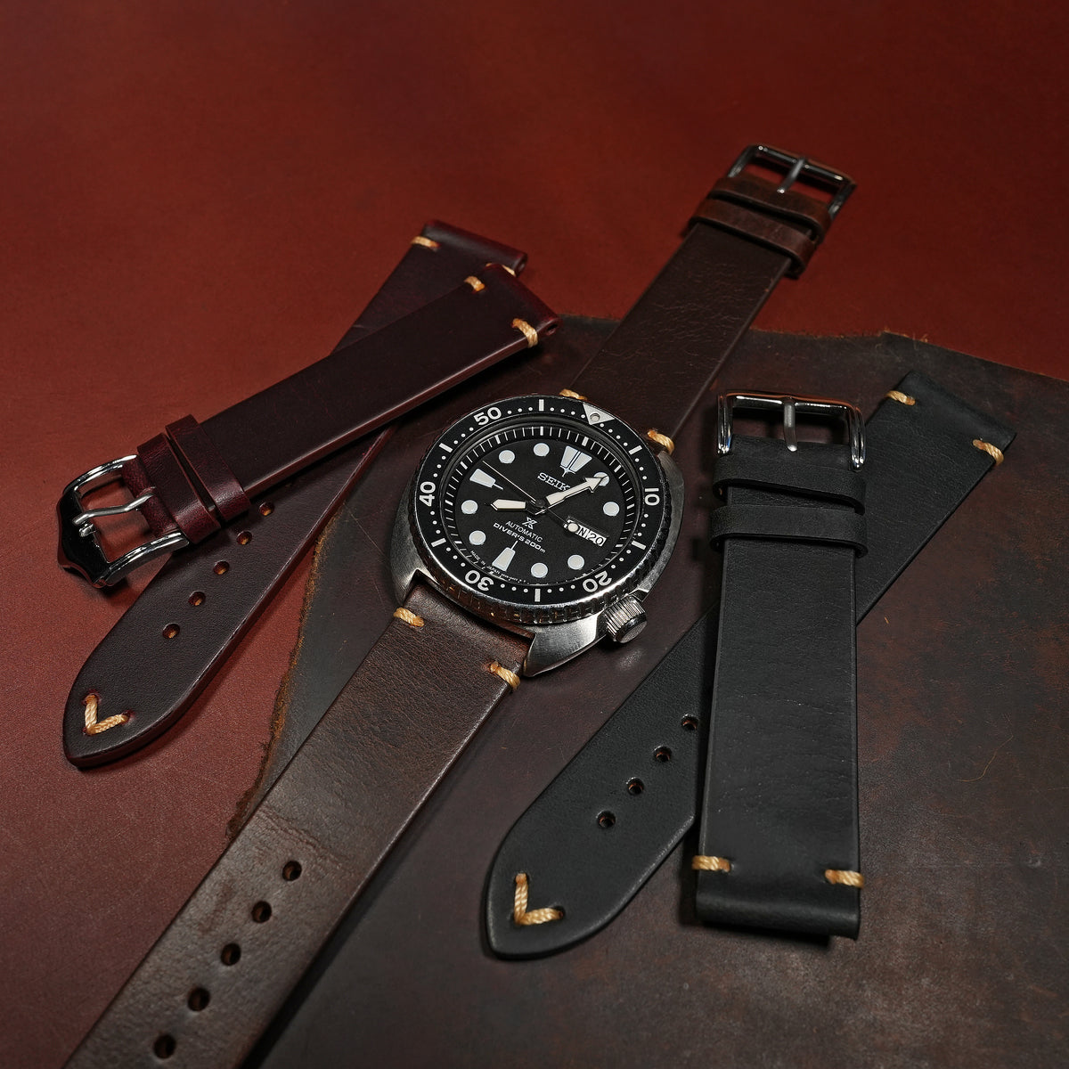 Premium Vintage Oil Waxed Leather Watch Strap in Brown - Nomad Watch Works MY