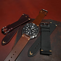 Premium Vintage Oil Waxed Leather Watch Strap in Tan - Nomad Watch Works MY