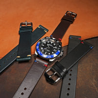 Premium Vintage Oil Waxed Leather Watch Strap in Brown - Pepsi - Nomad Watch Works MY