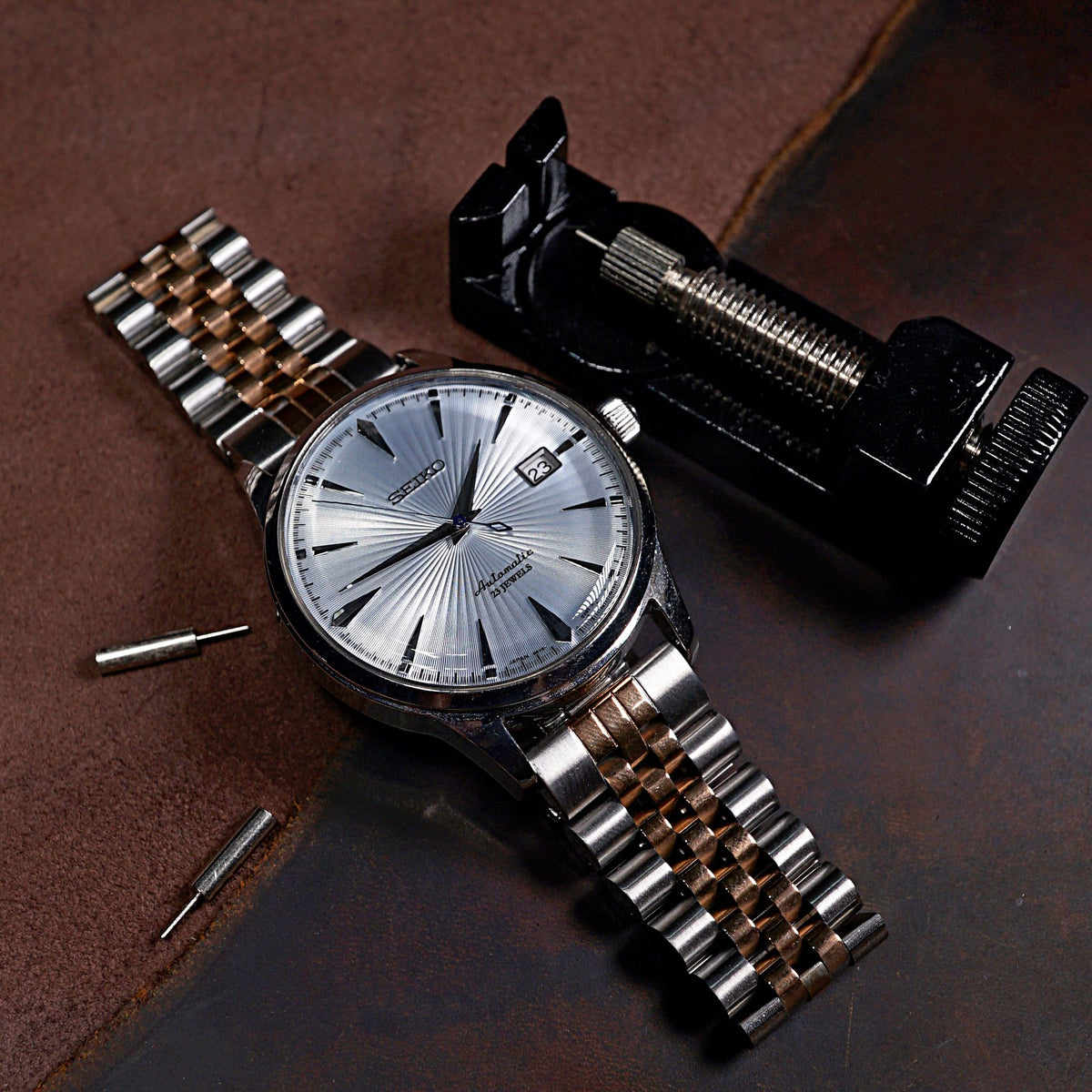 Jubilee Metal Strap in Silver and Rose Gold - Nomad Watch Works MY