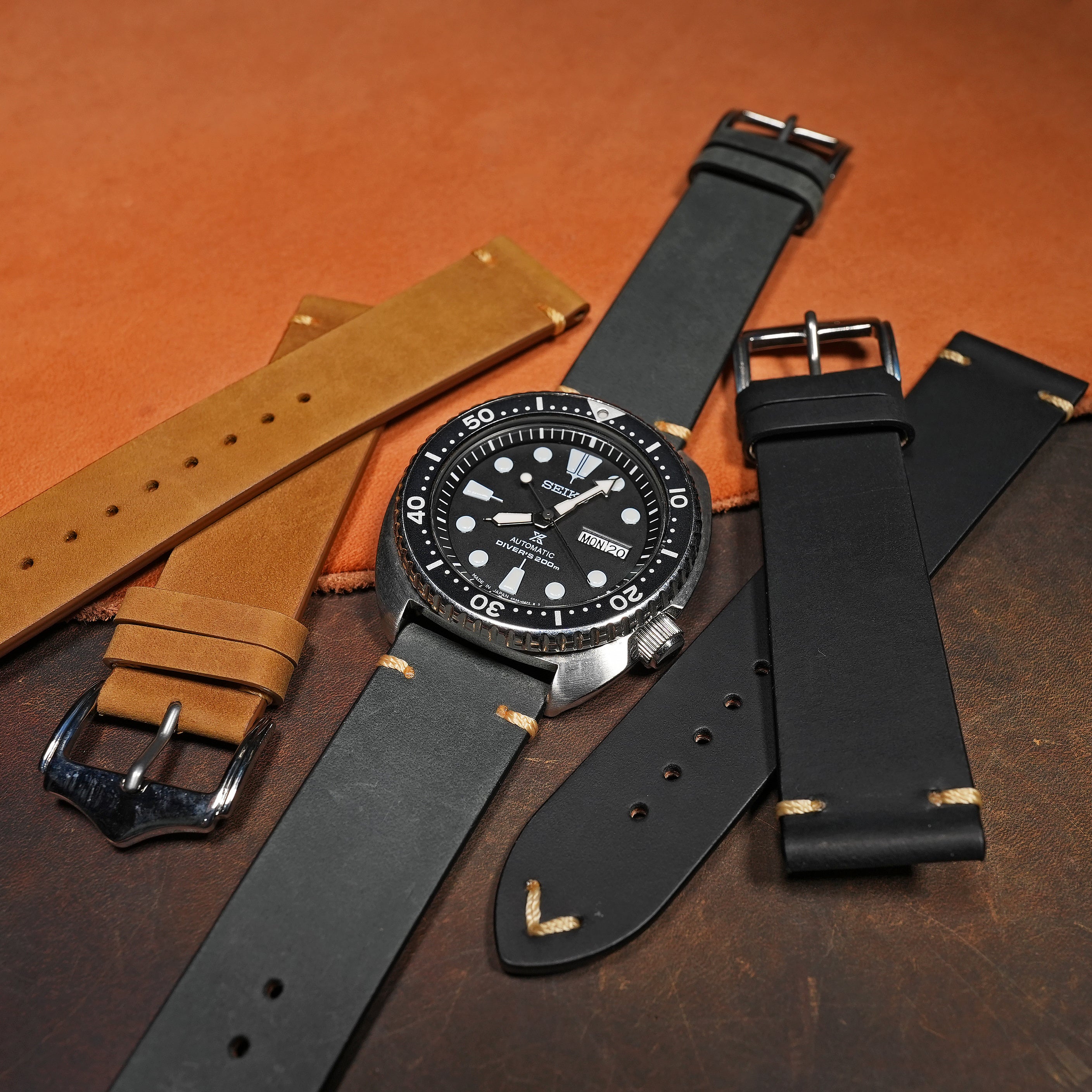 Premium Vintage Calf Leather Watch Strap in Grey Nomad Watch