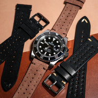 Premium Rally Suede Leather Watch Strap in Brown - Nomad Watch Works MY