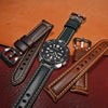 M2 Oil Waxed Leather Watch Strap in Navy - Nomad Watch Works MY
