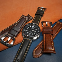 M2 Oil Waxed Leather Watch Strap in Olive - Nomad Watch Works MY