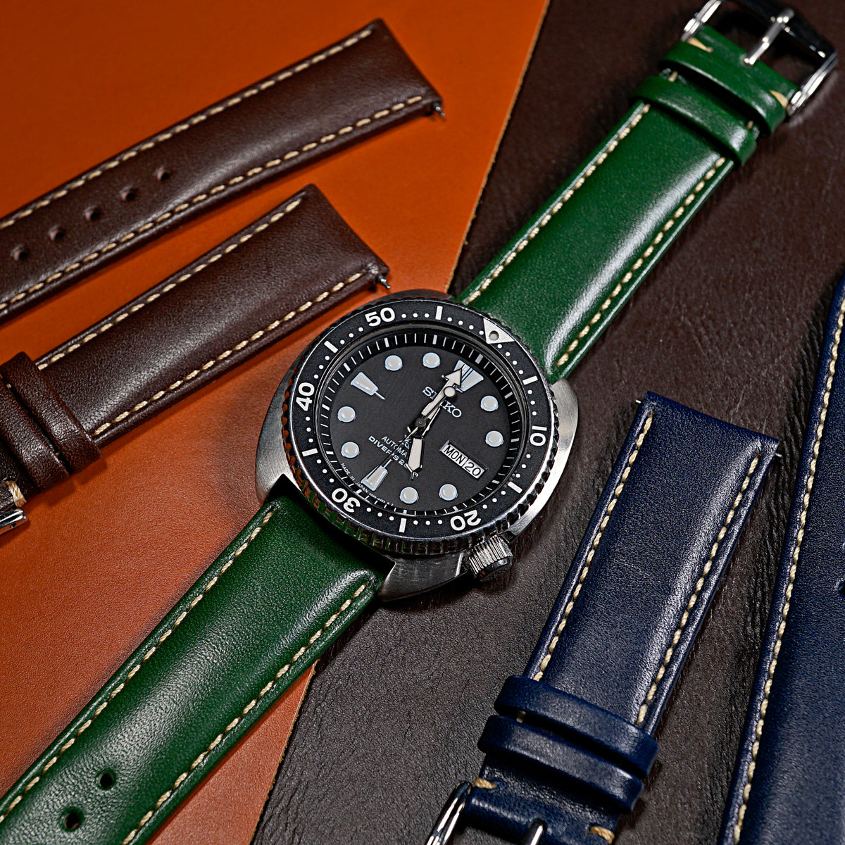 Quick Release Classic Leather Strap in Green (18mm) - Nomad Watch Works MY