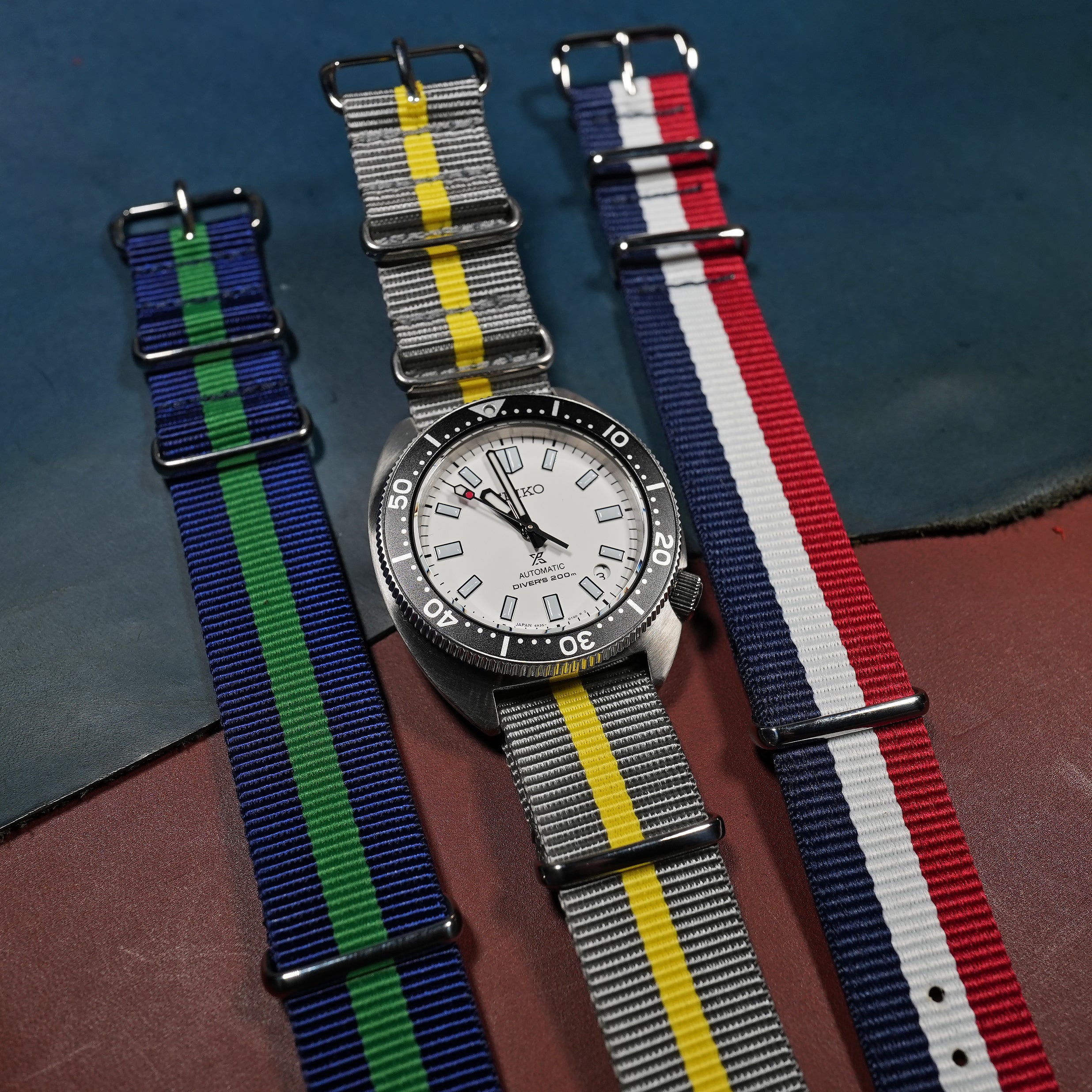 Premium Nato Strap in Grey Yellow Nomad Watch Works MY