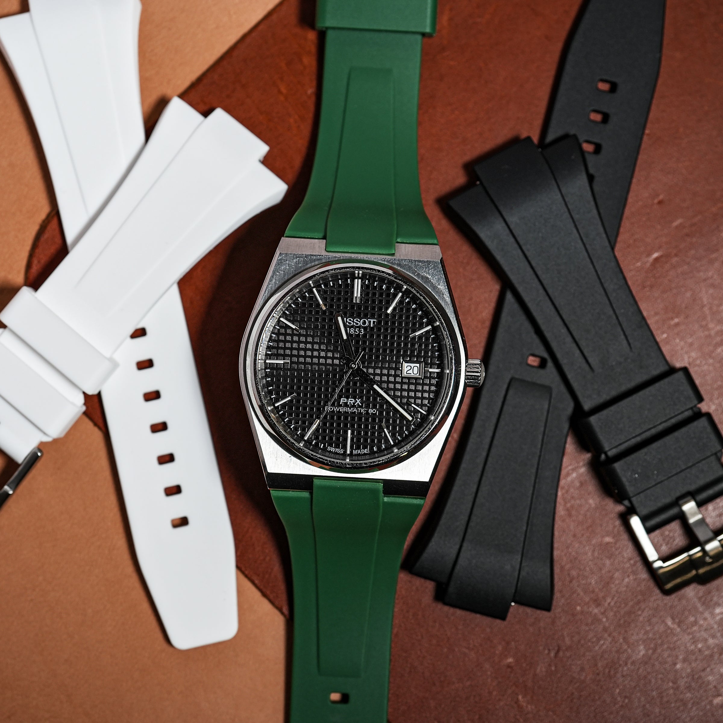 Flex Rubber Strap in Green for Tissot PRX - Nomad Watch Works MY