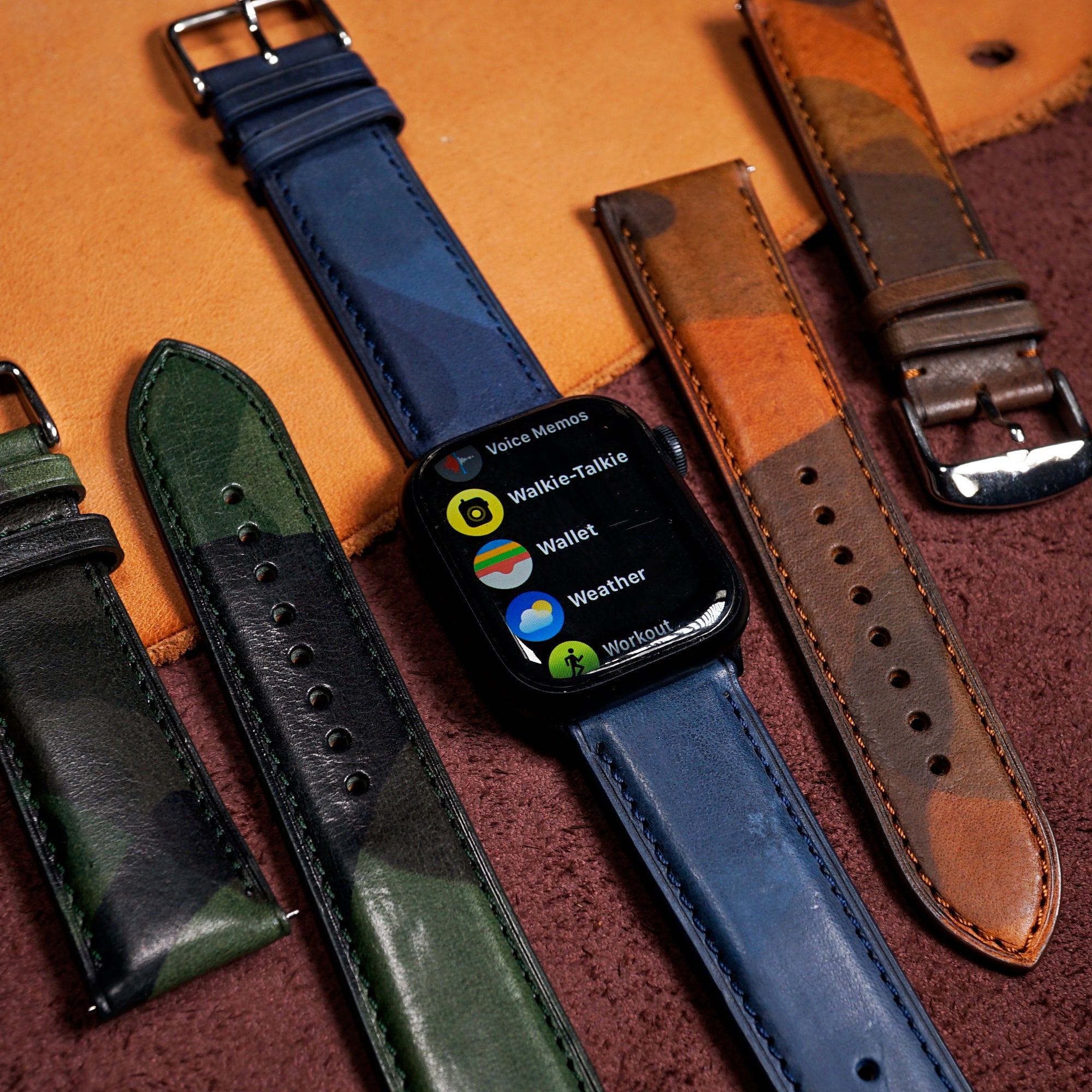 Classic LPA Camo Leather Strap in Blue Camo Apple Watch