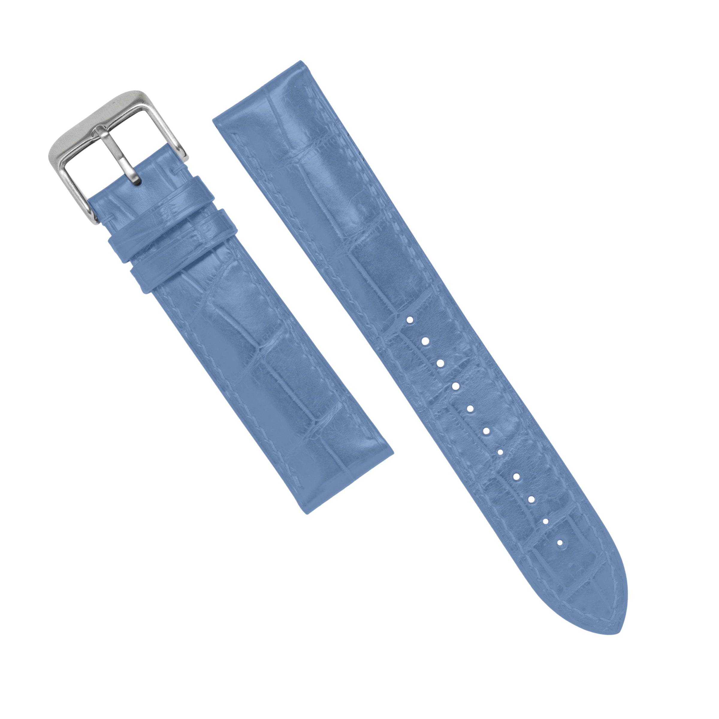 MTO Crocodile Leather Strap in Baby Blue (Matte)