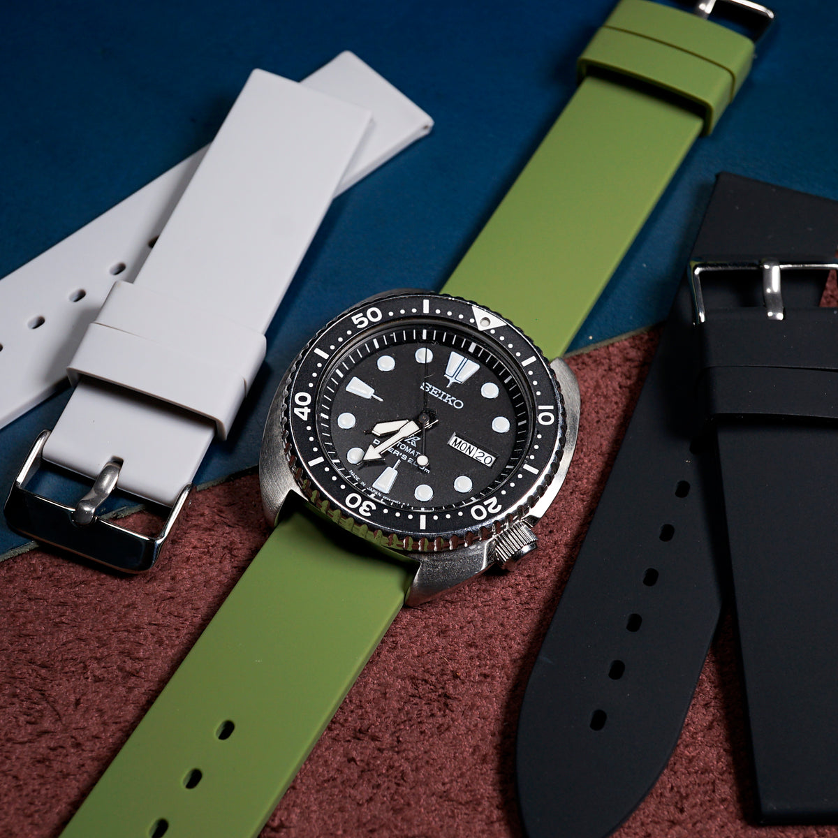 Basic Rubber Strap in Olive (18mm) - Nomad Watch Works MY