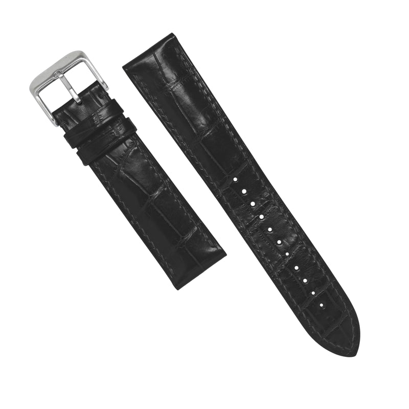 MTO Crocodile Leather Strap in Black (Matte)