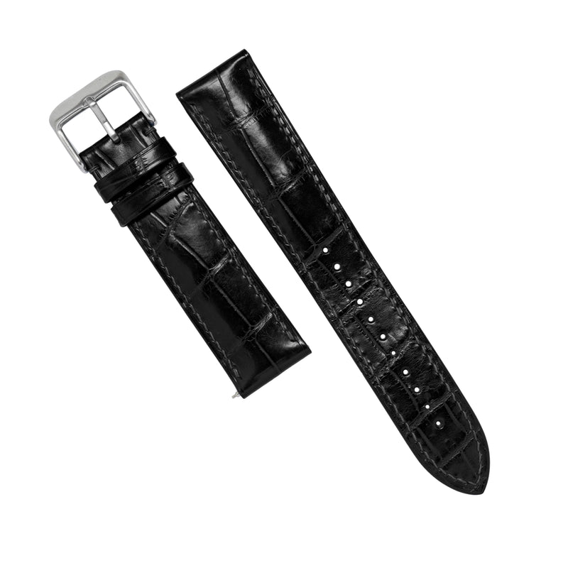 MTO Crocodile Leather Strap in Black (Non-Glossy)