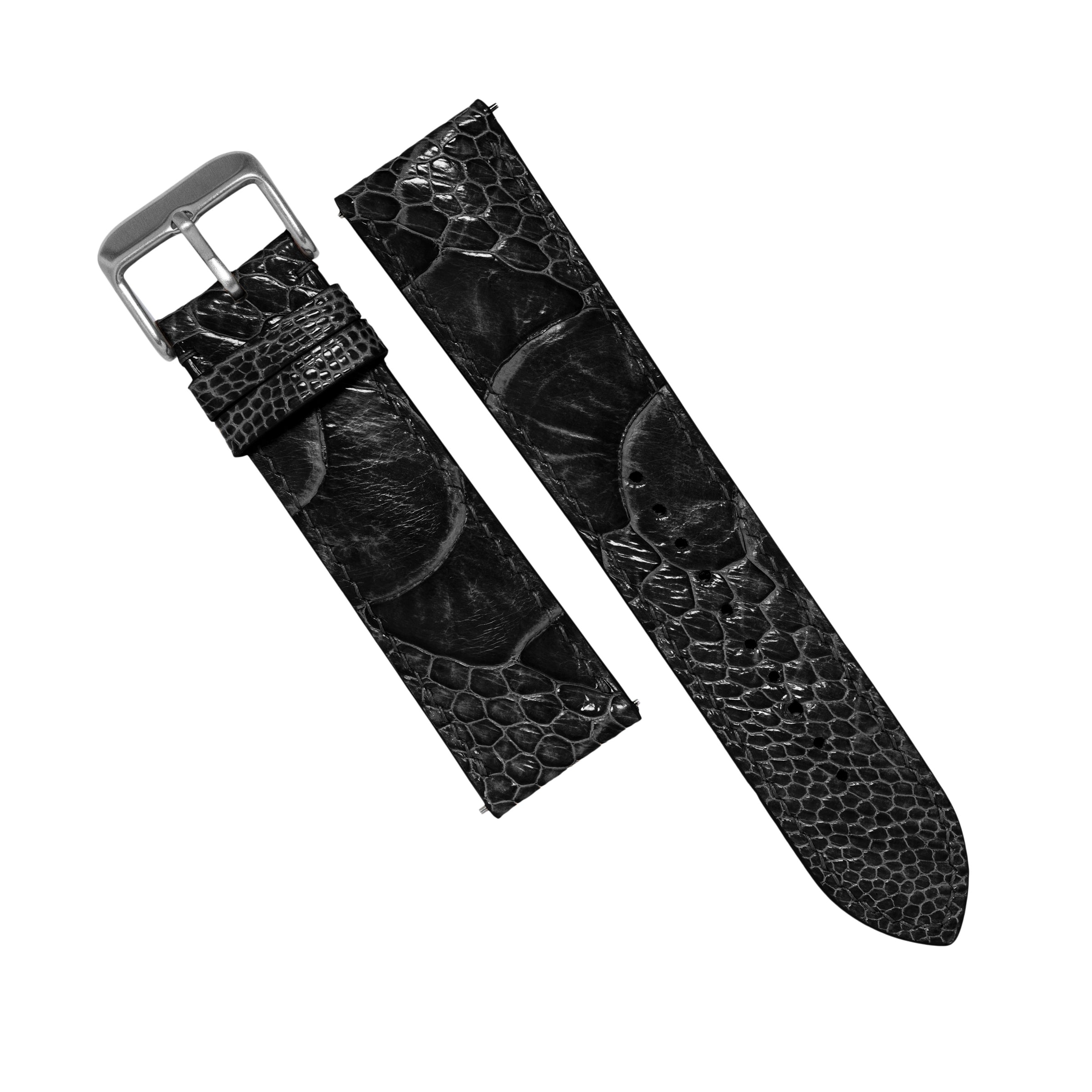 MTO Ostrich Leather Strap in Black