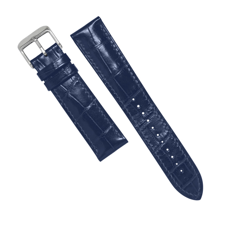 MTO Crocodile Leather Strap in Blue (Non-Glossy)