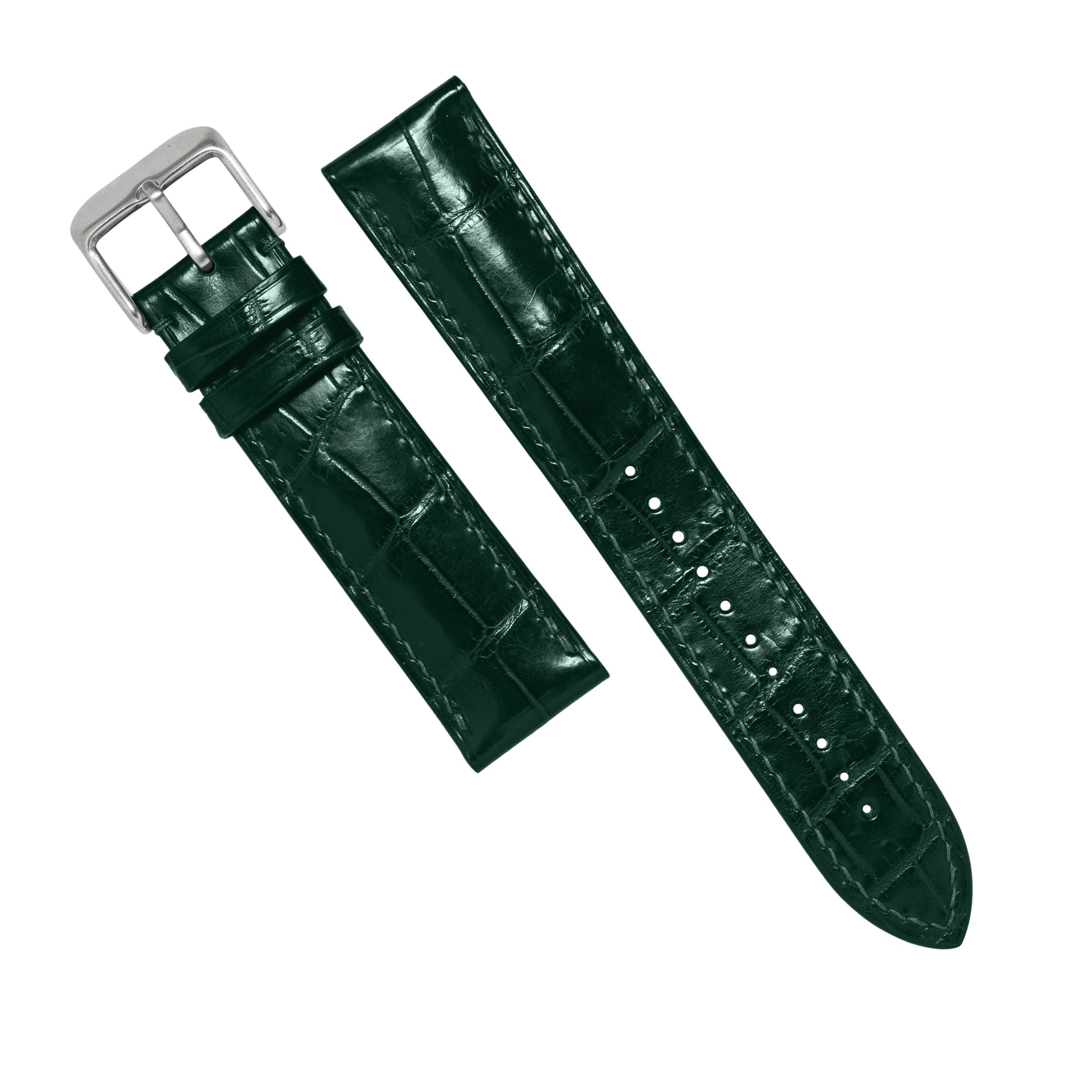 MTO Crocodile Leather Strap in British Green (Glossy)