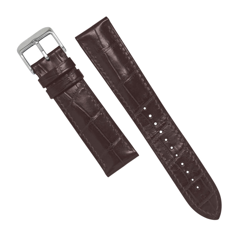 MTO Crocodile Leather Strap in Brown (Non-Glossy)