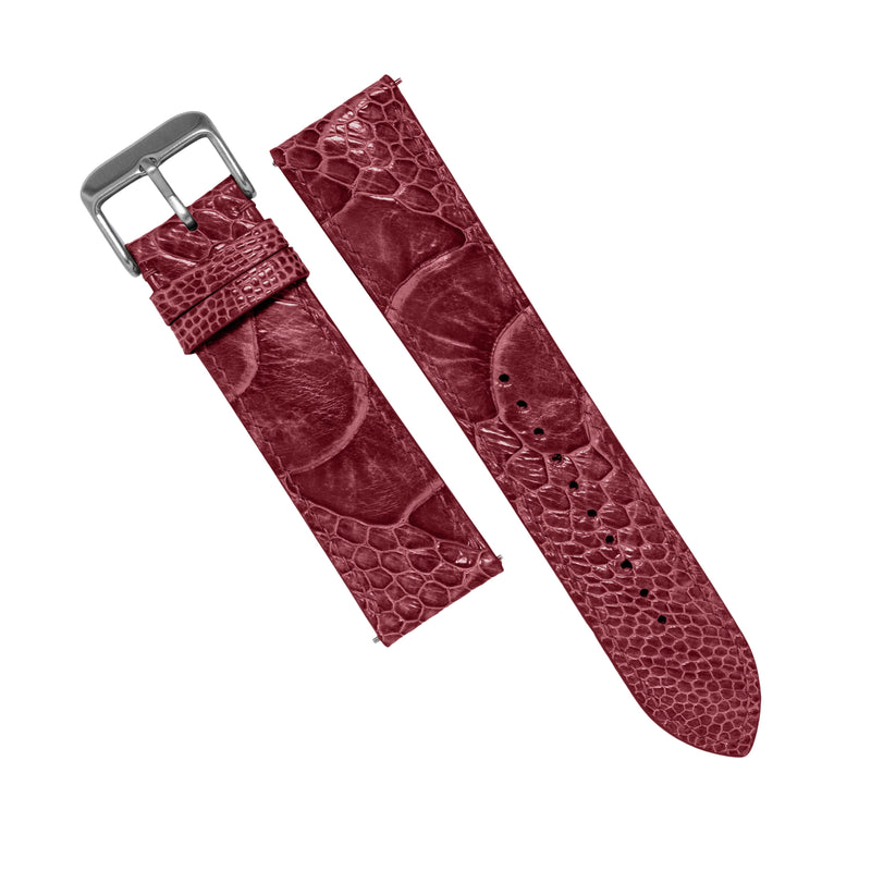 MTO Ostrich Leather Strap in Burgundy